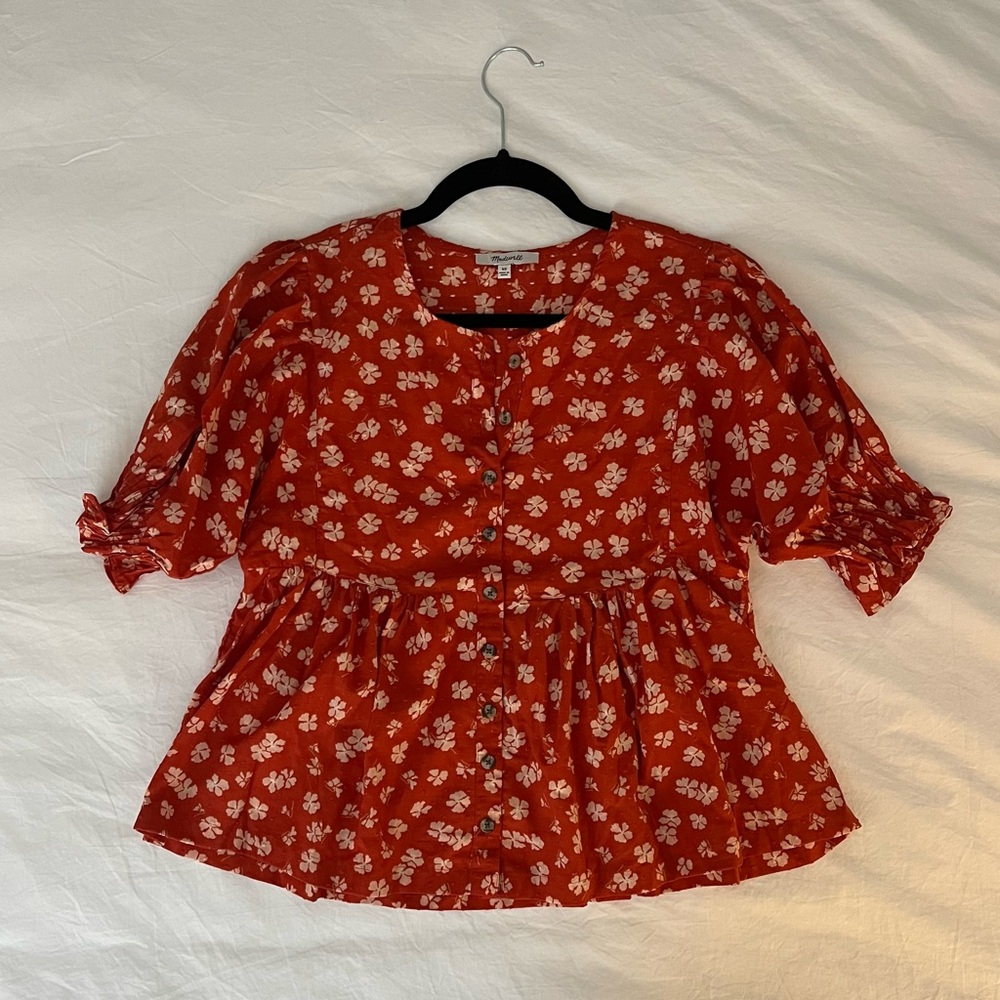 Madewell red blouse